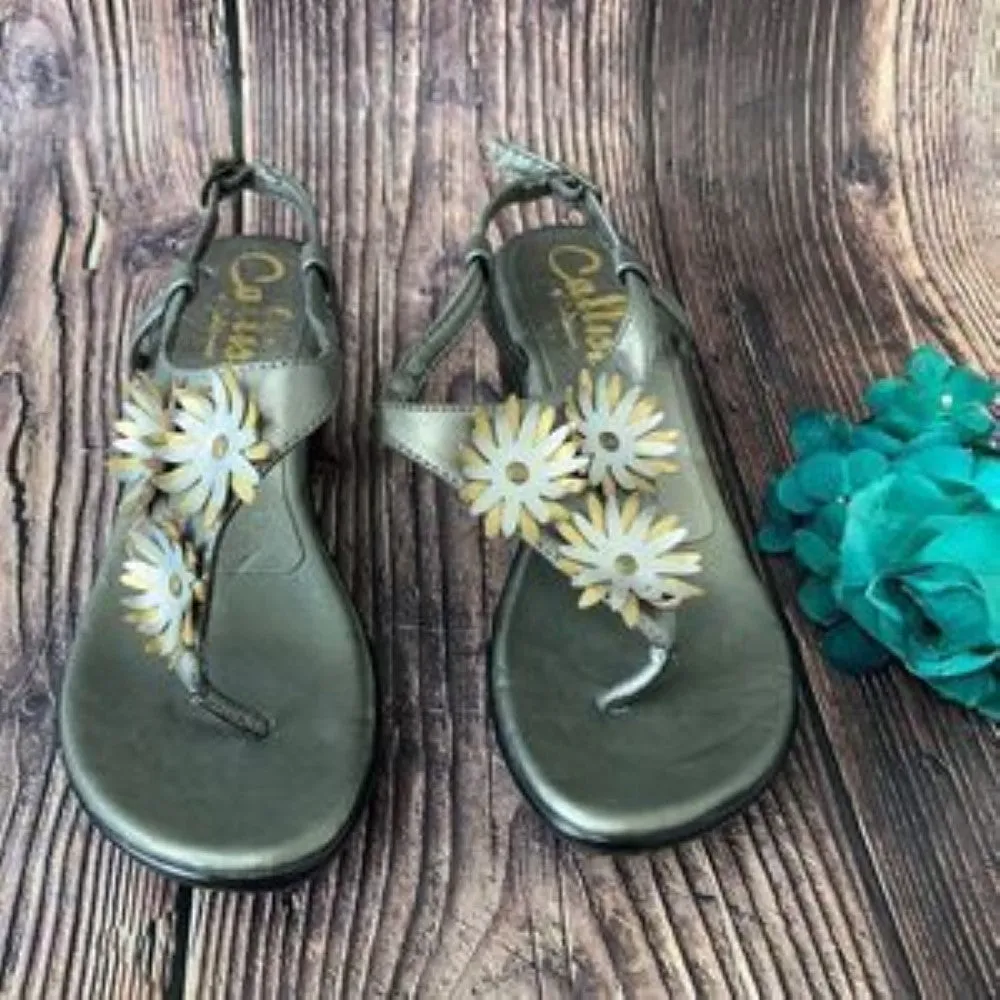 Callisto Pewter Alex Open Toe Casual Ankle Strap Sandals