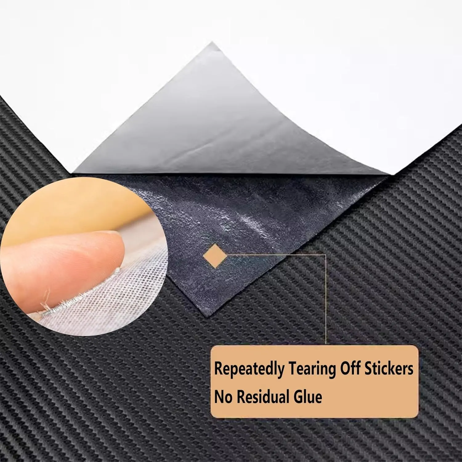 Carbon Fibre Couch Repair Patch Self-Adhesive Fabric Repair Patch for Furniture Handbag Sofa Car Seats Black(7.8x55.1in)