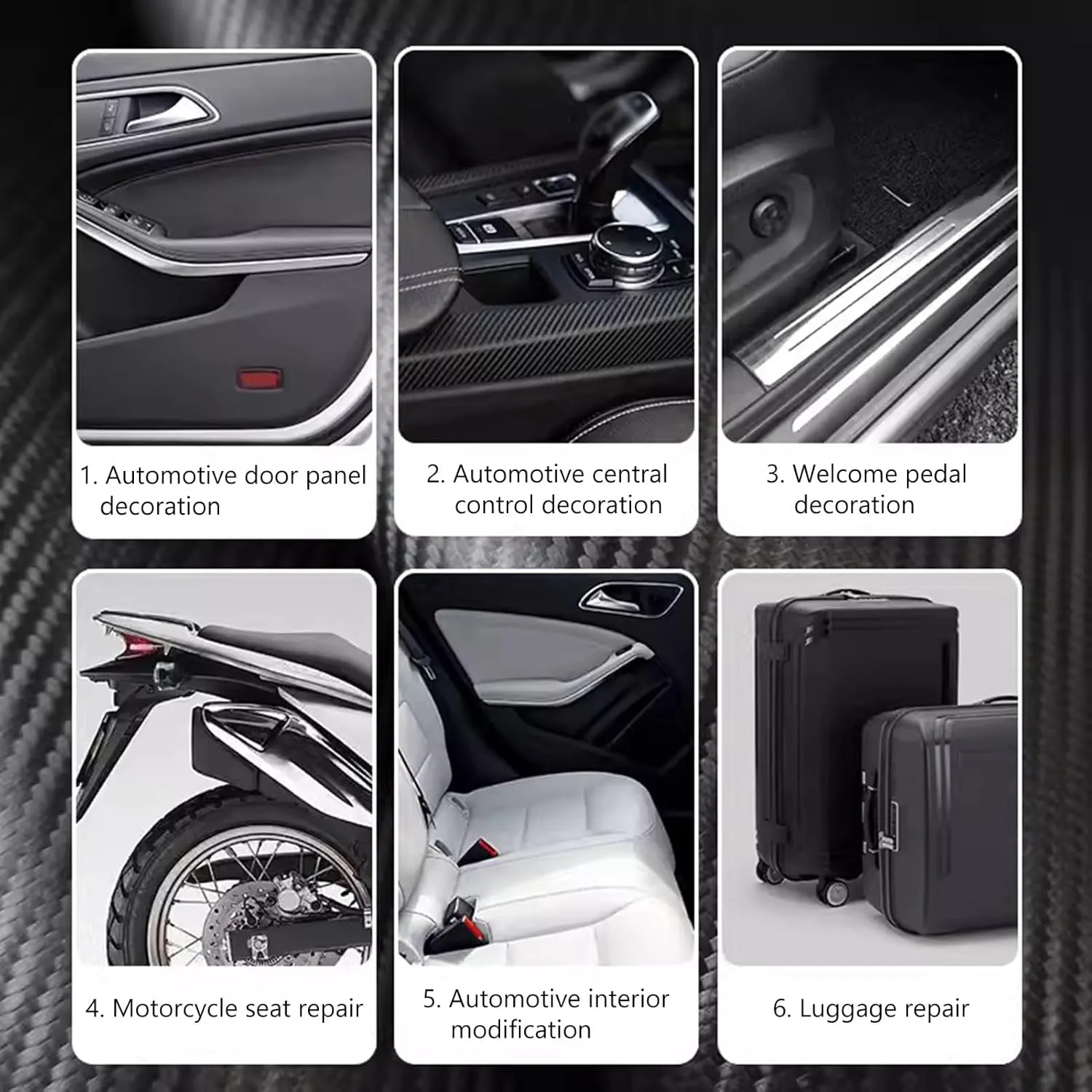 Carbon Fibre Couch Repair Patch Self-Adhesive Fabric Repair Patch for Furniture Handbag Sofa Car Seats Black(7.8x55.1in)