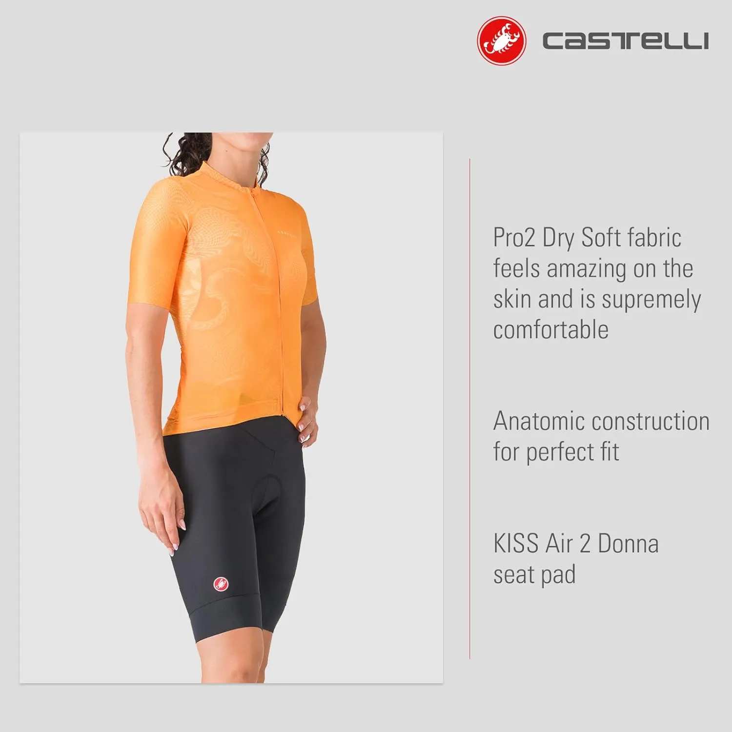 CASTELLI Women’s Prima 2 Short, Endurance Shorts for Road and Gravel Biking with Seat Pad & High-Visibility Reflective Tabs