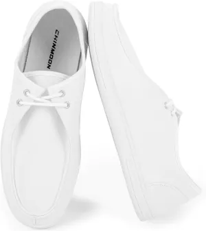 CHIN·MOON Men's Slip On Loafers Walking Driving Business Casual Shoes Lace Up Canvas Footwear