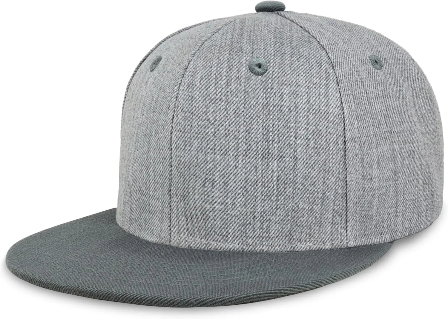 CHOK.LIDS Two Tone Snapback Heather Grey Flat Bill Visor Wool Blend Classic Plain Hats for Men Women Adjustable Baseball Cap