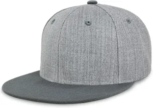 CHOK.LIDS Two Tone Snapback Heather Grey Flat Bill Visor Wool Blend Classic Plain Hats for Men Women Adjustable Baseball Cap