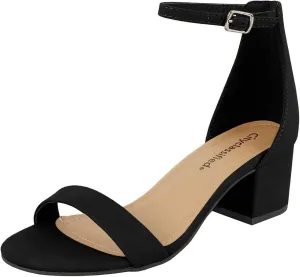 City Classified Women's Block Open Toe Ankle Strap Heeled Sandals