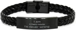 Claims Adjuster Bracelet - Unique Engraved Leather Wristband for Confidence in Accuracy and Precision - Ideal Gifts for Birthday, Graduation, or Christmas