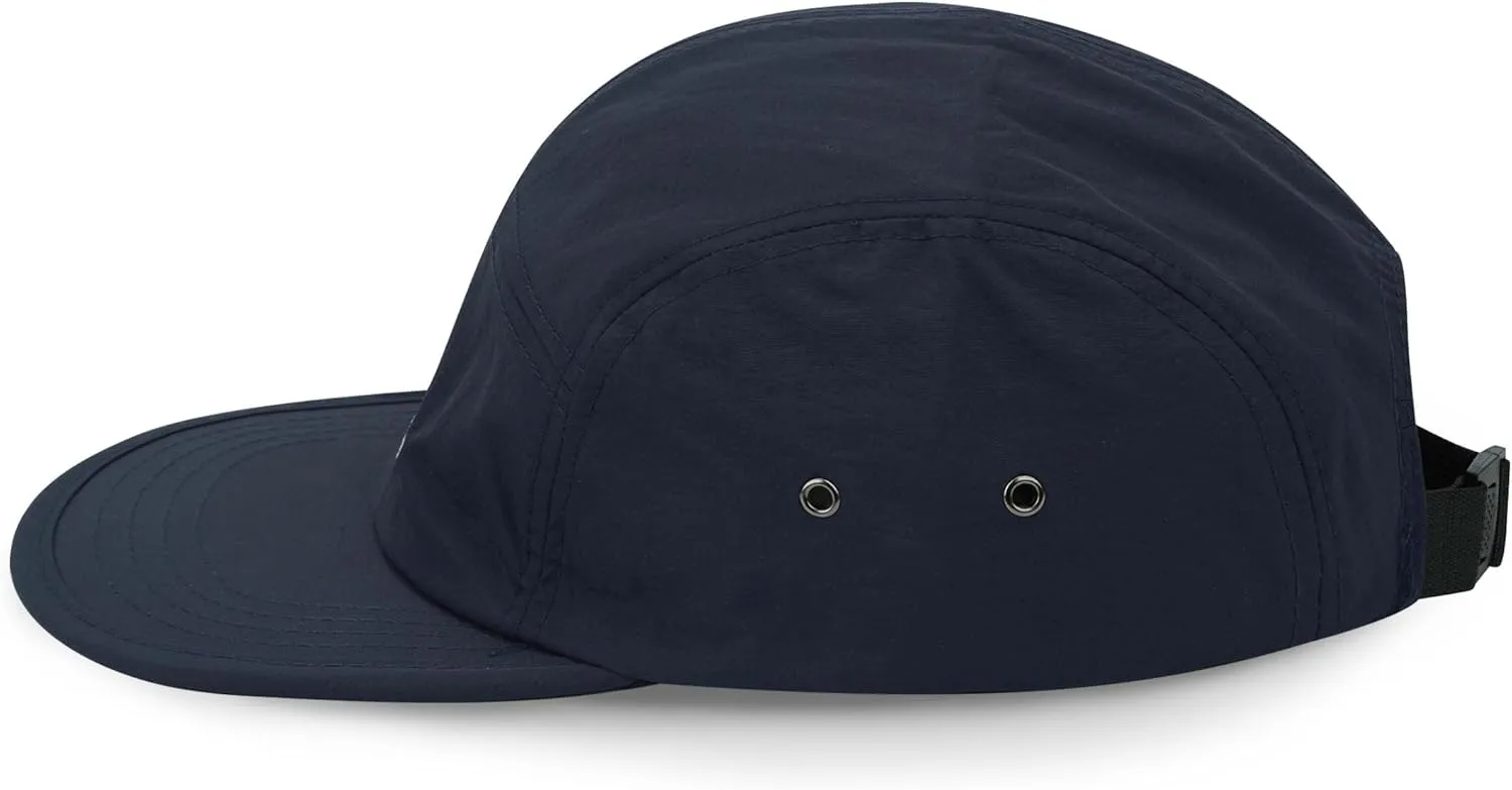 Clakllie Waterproof 5 Panel Hat for Men Quick Dry Flat Brim Baseball Cap Embroidered Trucker Hats for Running Camp Hiking Hat