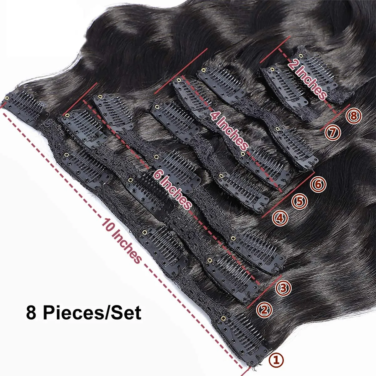 Clip in Human Hair Extensions Body Wave 100% Unprocessed Human Human Hair Cheap 8 Pieces/Lot 125g with 18 Clips (24", Body Wave)