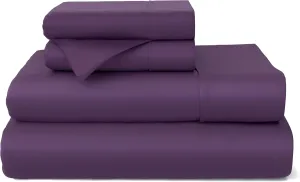 Cosy House Collection 100% Rayon Derived from Bamboo Bed Sheet Set - Cooling, Breathable, Silky Soft 5-Piece Deep Pocket Bedding Set (Split King, Purple)