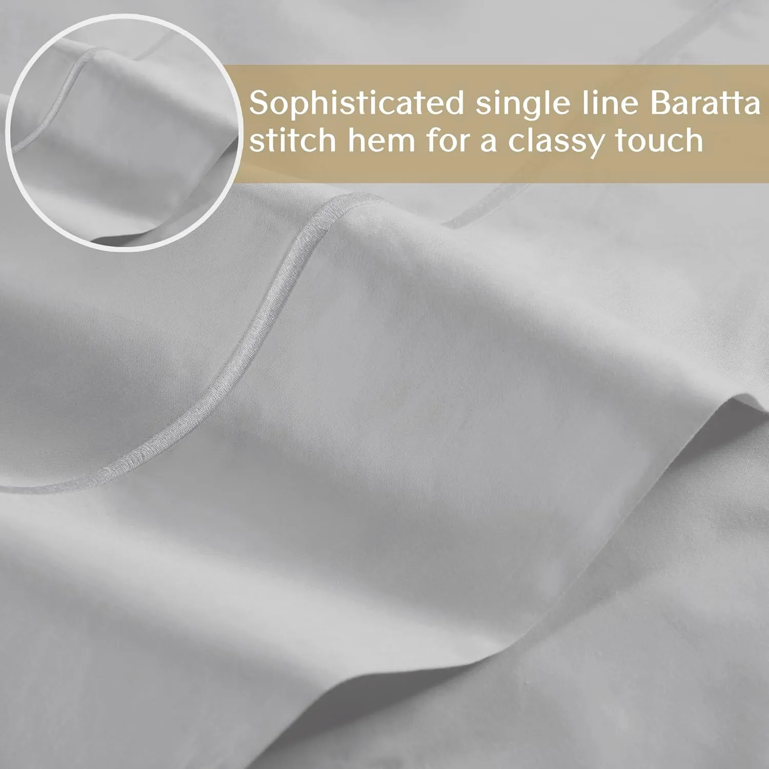 CROSCILL Egyptian Cotton Sheet Luxuriously Soft 500TC Cotton Sheets, Fitted Deep Pocket Sheet Set Fits Up to 18" Mattress, All Seasons 100% Certified Egyptian Cotton Bed Sheets, Queen Grey 4 Piece