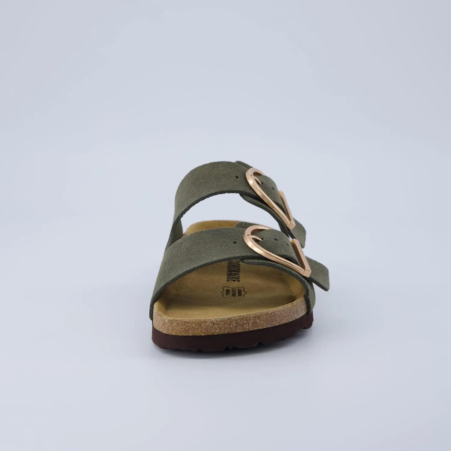CUSHIONAIRE Legacy Cork Footbed Sandals for Women – Leather Double Strap Slides with Adjustable Buckles   Memory Foam