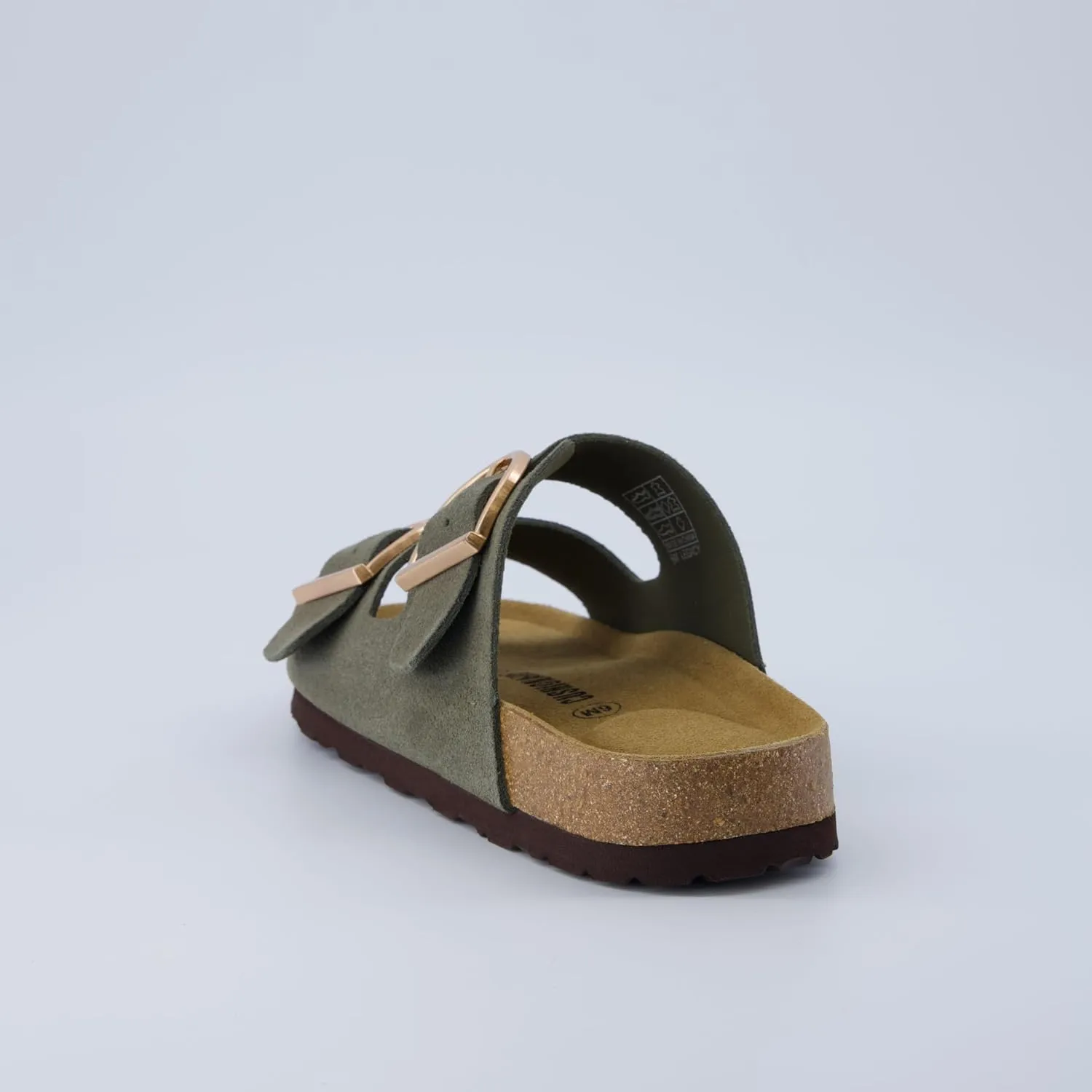 CUSHIONAIRE Legacy Cork Footbed Sandals for Women – Leather Double Strap Slides with Adjustable Buckles   Memory Foam
