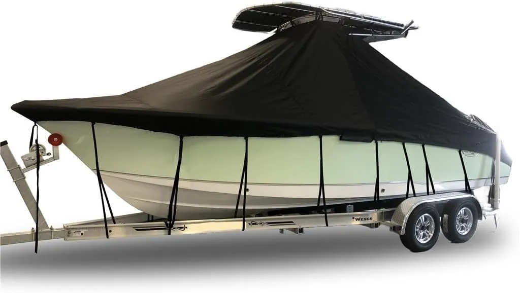 Custom Fitted 7oz 100% Polyester Boat Cover Compatible for a 2018-2022 Sea Born Fx 25 Bay Lt in Solution Dyed Canvas. Made on Demand