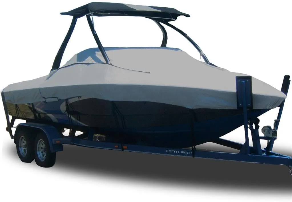 Custom Fitted 9.25oz 100% Acrylic Boat Cover Compatible for a 2002-2007 Sea Ray 220 Bow Rider in Solution Dyed Canvas. Made on Demand