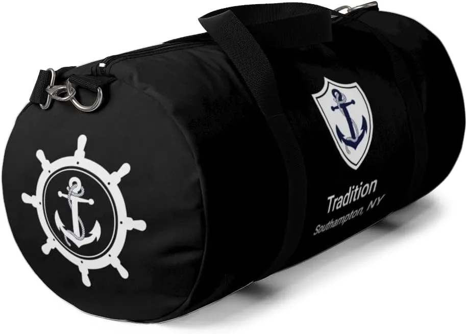 Custom Nautical Duffel Bag, Custom Boat Name Bag, Boat Accessory, Boating Gift, Nautical Yacht Gift, Personalized Anchor New Boat Owner Gift, for Gym, Travel (Black, Large)