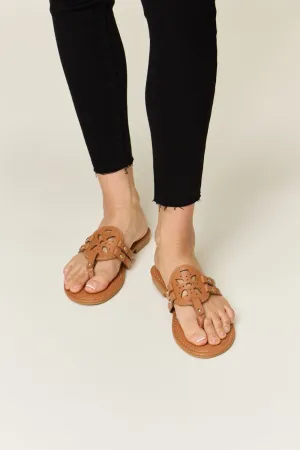 Cutout Leather Open Toe Sandals