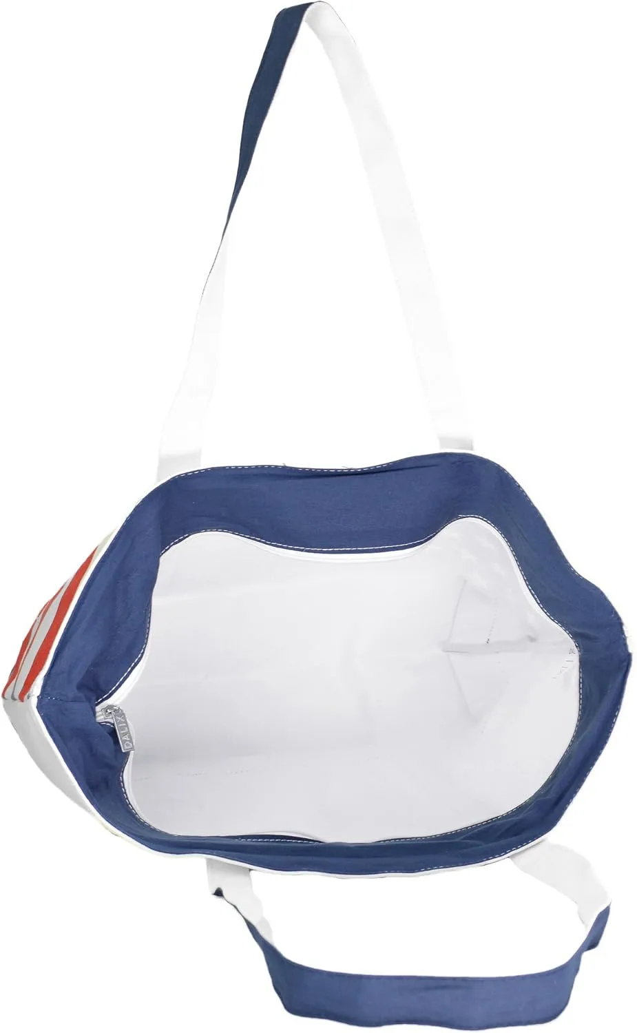 DALIX Striped Boat Bag Premium Cotton Canvas Tote Black, Red, Pink, Navy Blue, Purple (Stars-Stripes)
