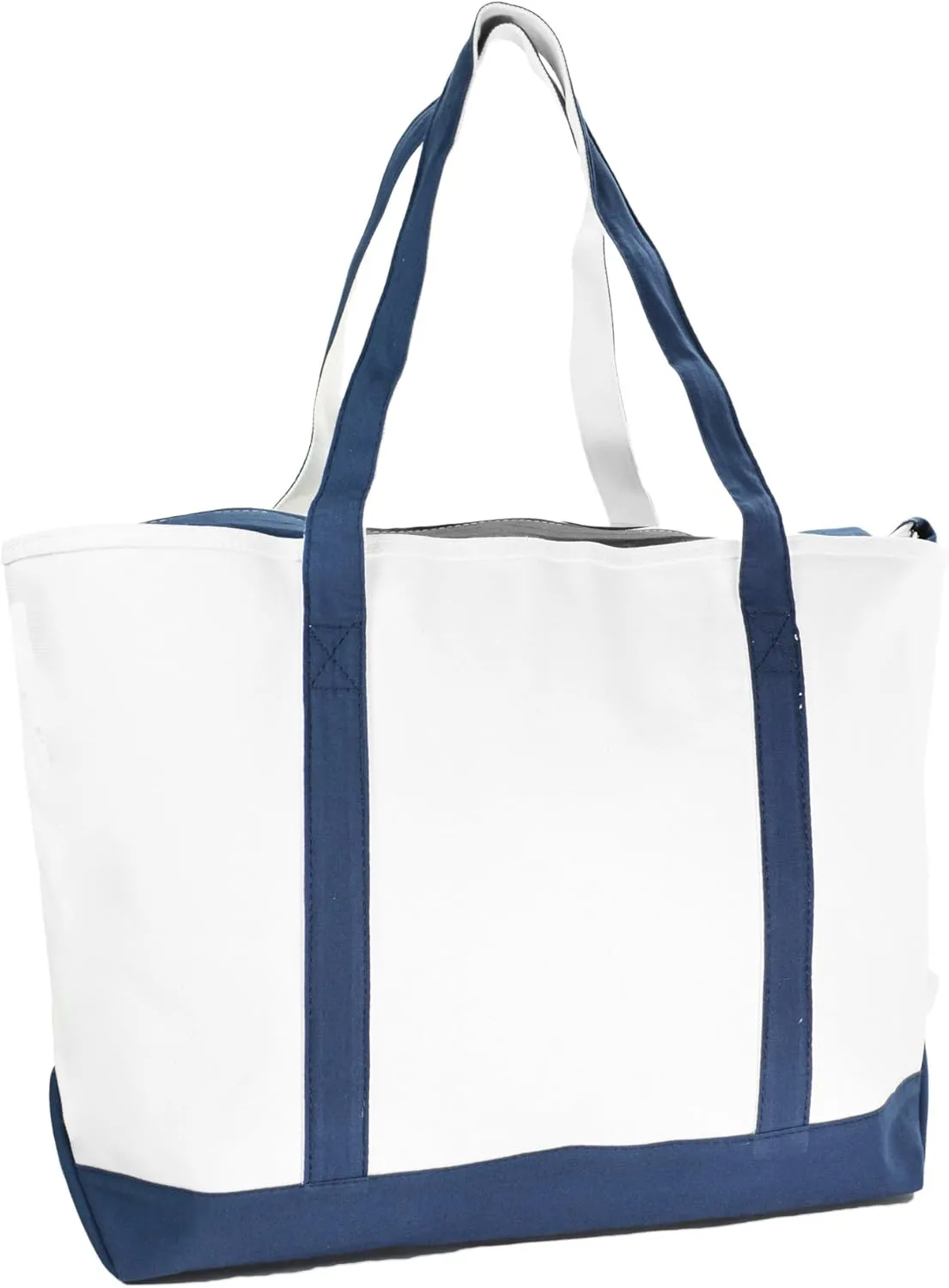 DALIX Striped Boat Bag Premium Cotton Canvas Tote Black, Red, Pink, Navy Blue, Purple (Stars-Stripes)