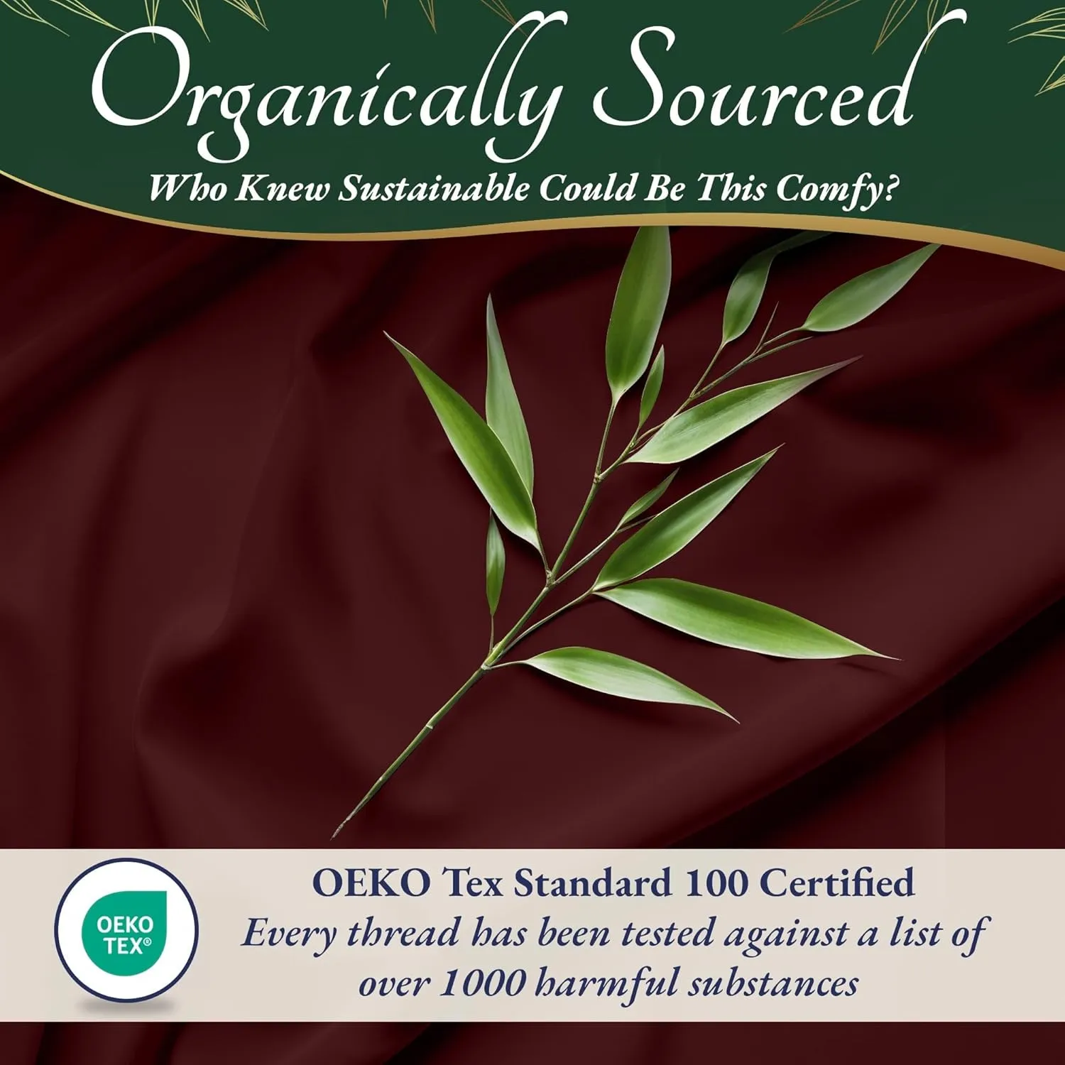 DECOLURE 100% Organic Viscose Derived from Bamboo Sheets King Size 6pcs - Ultra Soft & Luxuriously Cooling, 17" Deep Pocket, Double Stitching, Perfect for Hot Sleepers - King Bed Sheets (Burgundy)