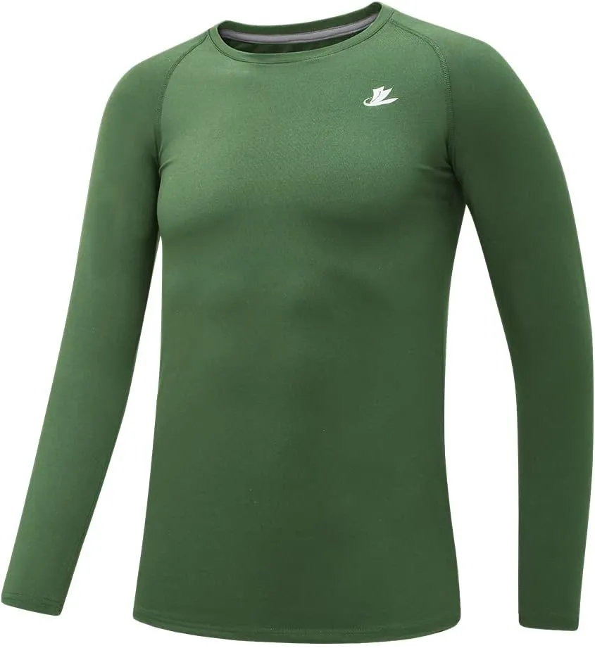 DEVOROPA Youth Boys Compression Thermal Shirt Long Sleeve Fleece Baselayer Soccer Baseball Undershirt