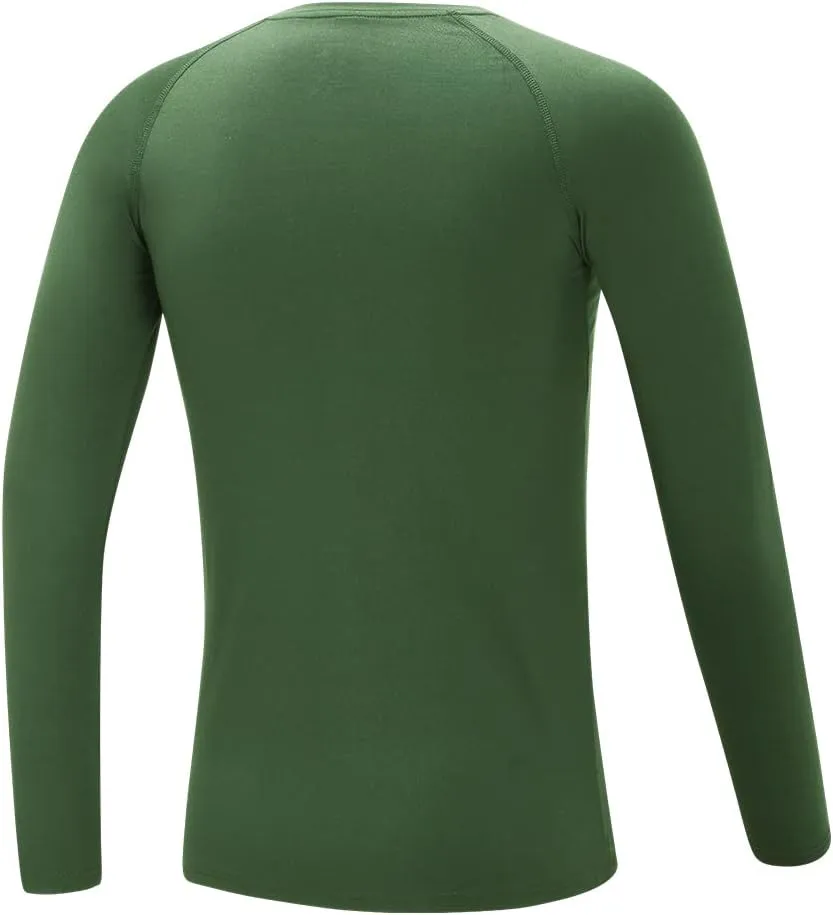 DEVOROPA Youth Boys Compression Thermal Shirt Long Sleeve Fleece Baselayer Soccer Baseball Undershirt