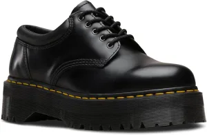 Dr. Martens Unisex 8053 Quad 5-Eye Shoe, Black Polished Smooth, 5 Women/4 Men