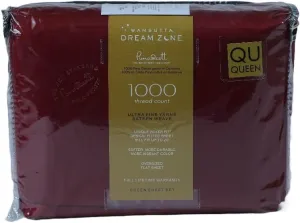 Dream Zone 1000 Thread Count PimaCott Queen Sheet Set in Burgundy (Burgundy,Queen)