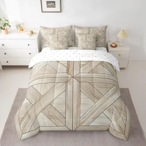 Erosebridal Barn Door Twin Bedding Set 7 Piece Rustic Farmhouse Comforter Set with Sheets Country Planks Bed in A Bag Reversible Wooden Board Bed Set
