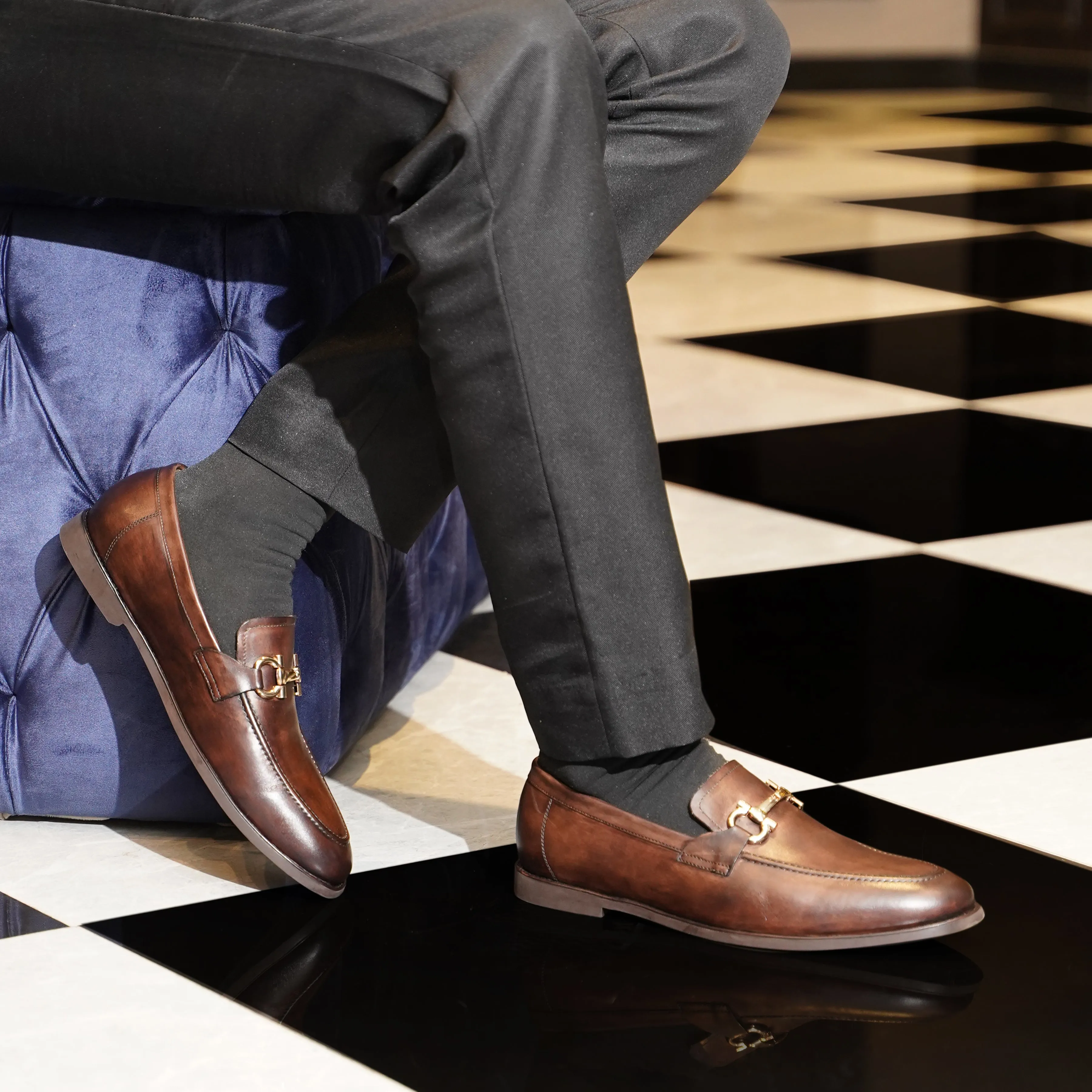 Essen - Men's Brown Patina Calf Leather Loafer