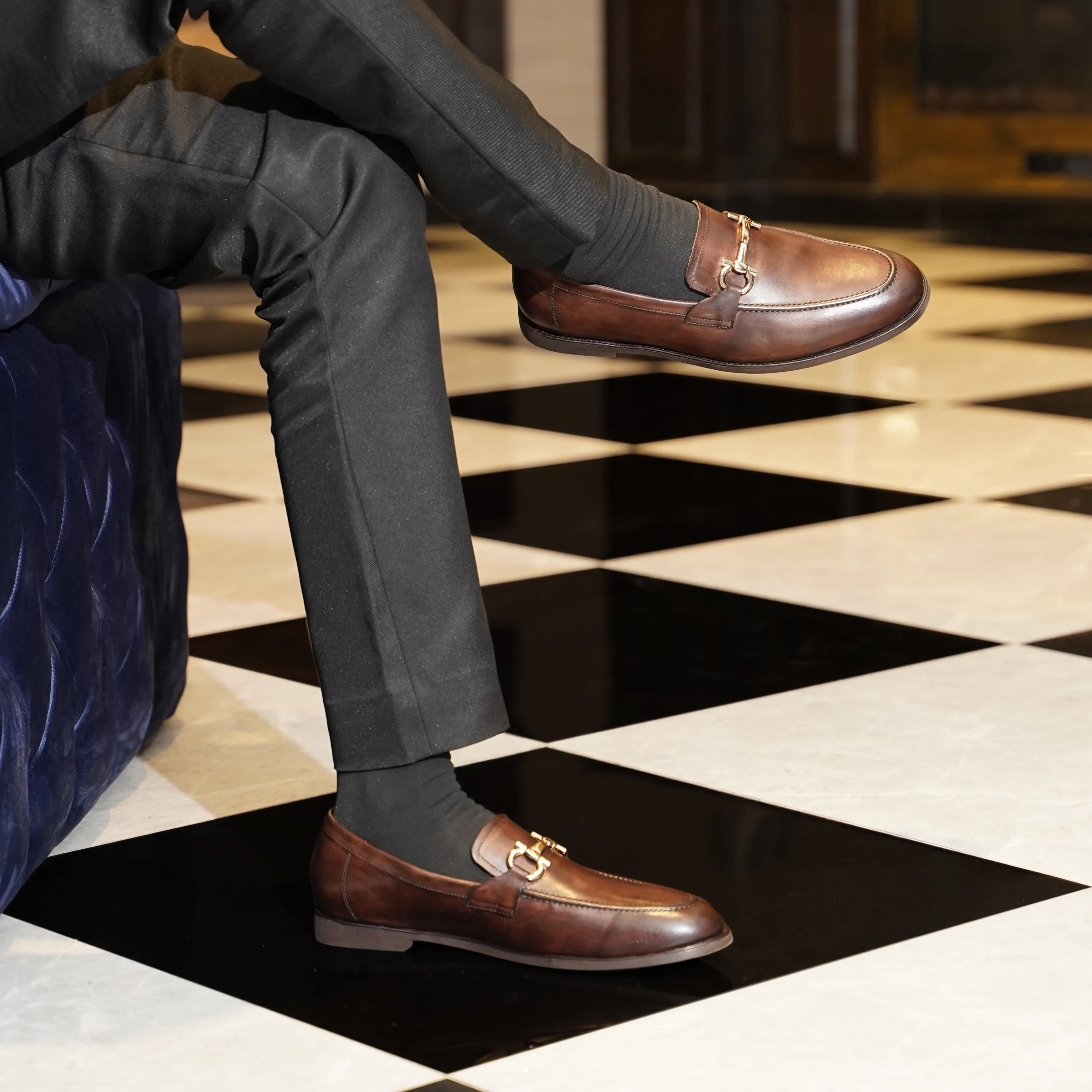 Essen - Men's Brown Patina Calf Leather Loafer