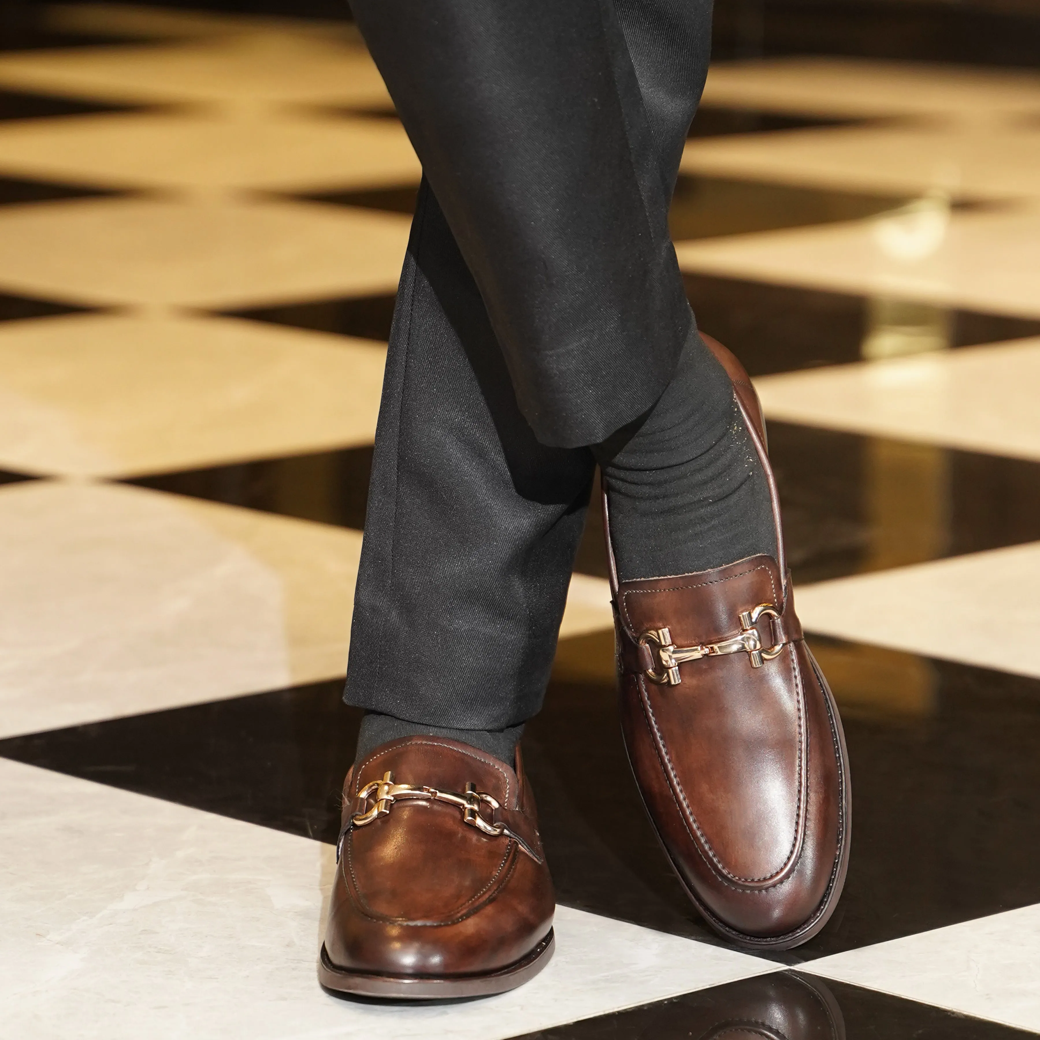 Essen - Men's Brown Patina Calf Leather Loafer