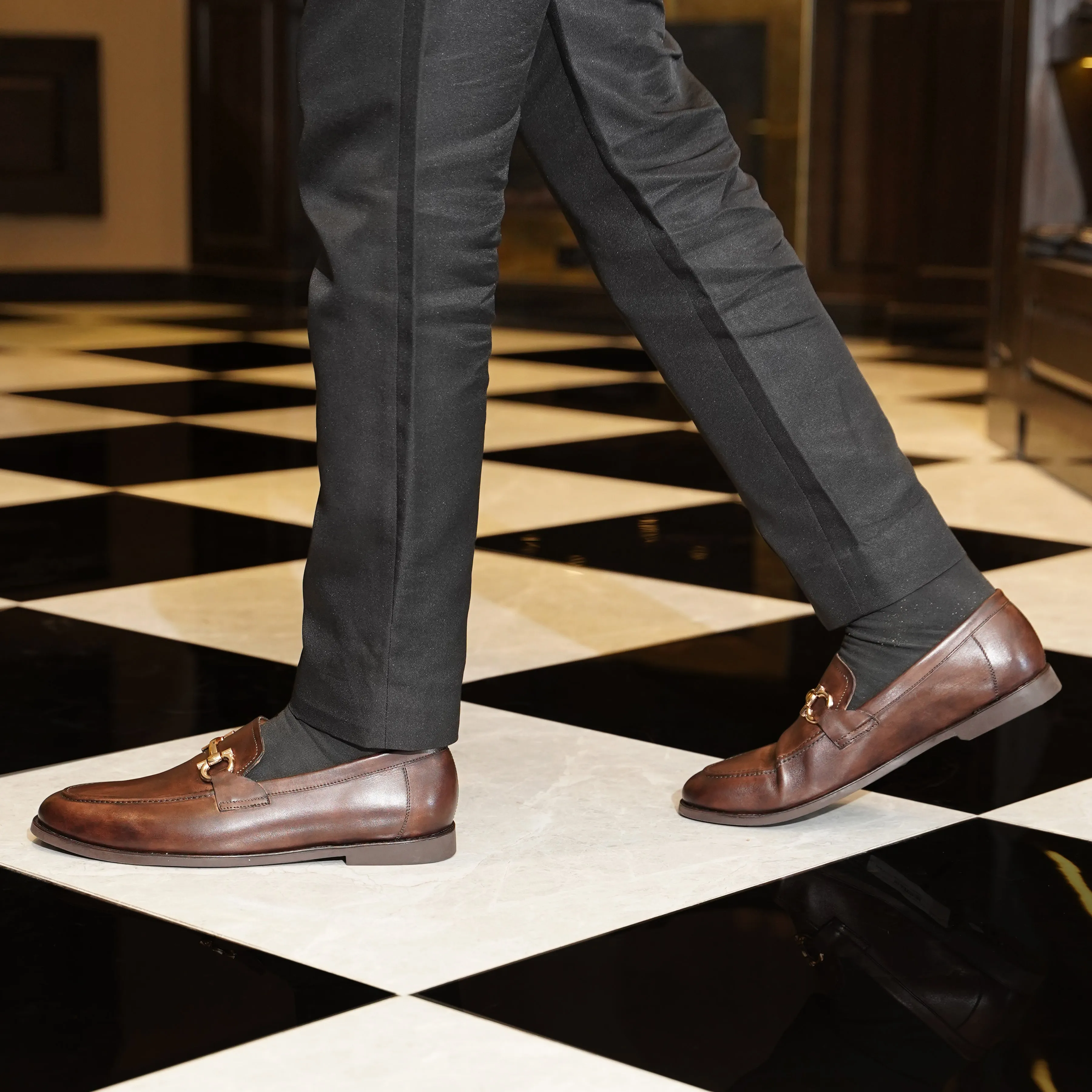 Essen - Men's Brown Patina Calf Leather Loafer