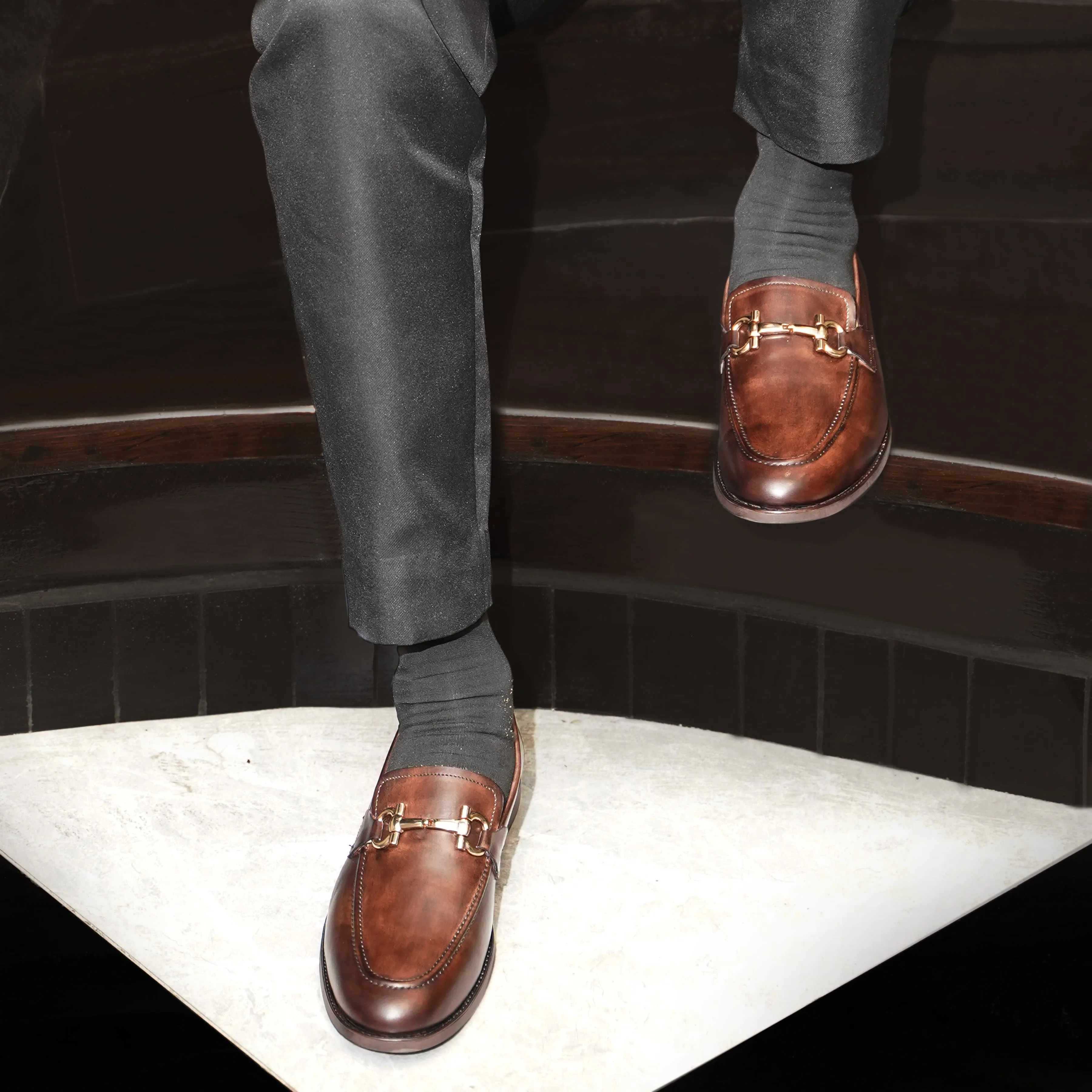 Essen - Men's Brown Patina Calf Leather Loafer