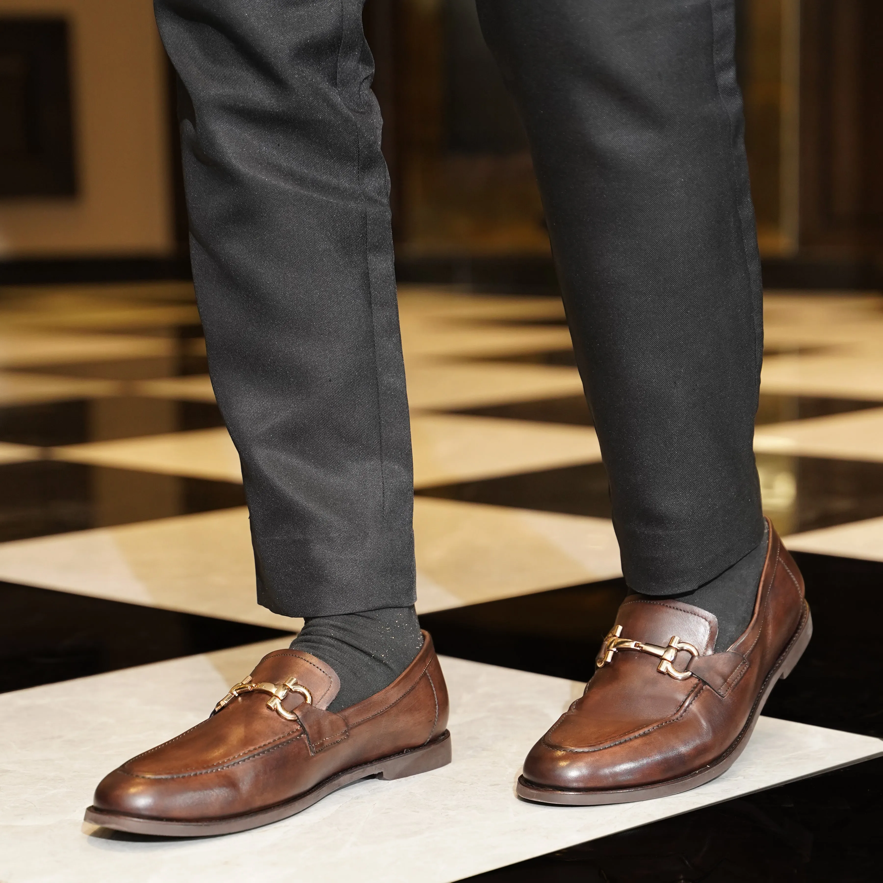 Essen - Men's Brown Patina Calf Leather Loafer
