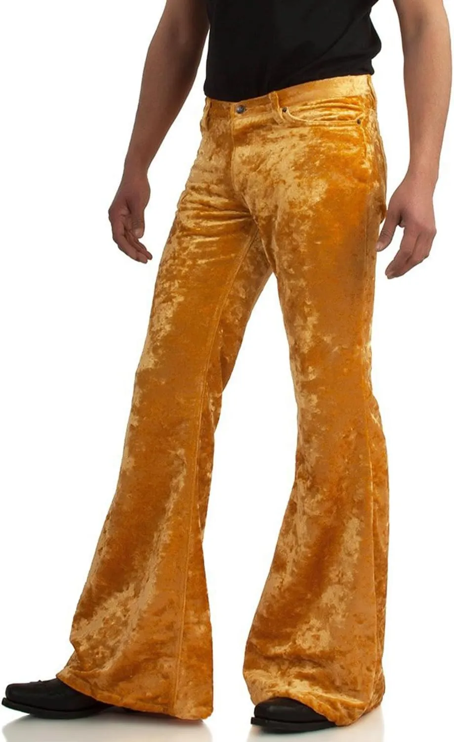 EVEDESIGN Mens Bell Bottom Velvet Pants 60s 70s Disco Outfits for Men Vintage Flared Jeans