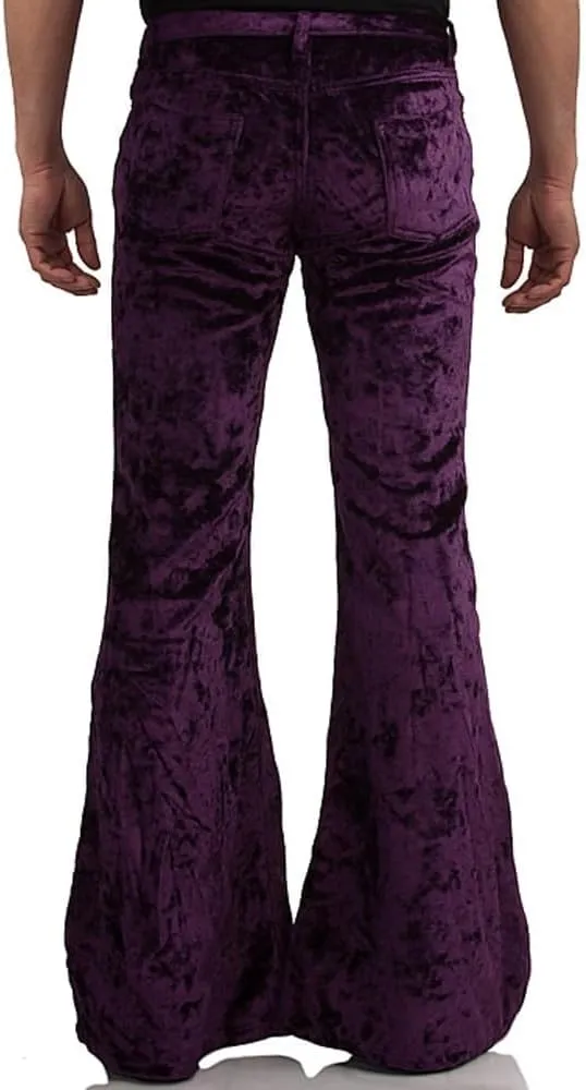 EVEDESIGN Mens Bell Bottom Velvet Pants 60s 70s Disco Outfits for Men Vintage Flared Jeans