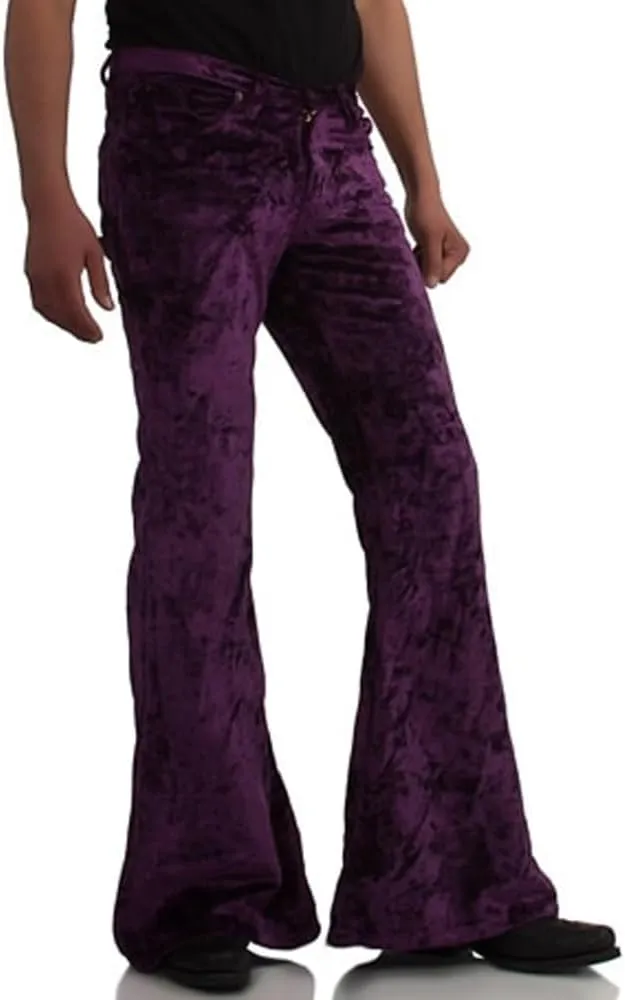 EVEDESIGN Mens Bell Bottom Velvet Pants 60s 70s Disco Outfits for Men Vintage Flared Jeans