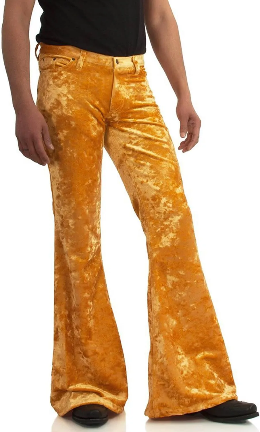 EVEDESIGN Mens Bell Bottom Velvet Pants 60s 70s Disco Outfits for Men Vintage Flared Jeans