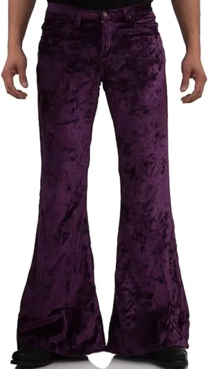 EVEDESIGN Mens Bell Bottom Velvet Pants 60s 70s Disco Outfits for Men Vintage Flared Jeans
