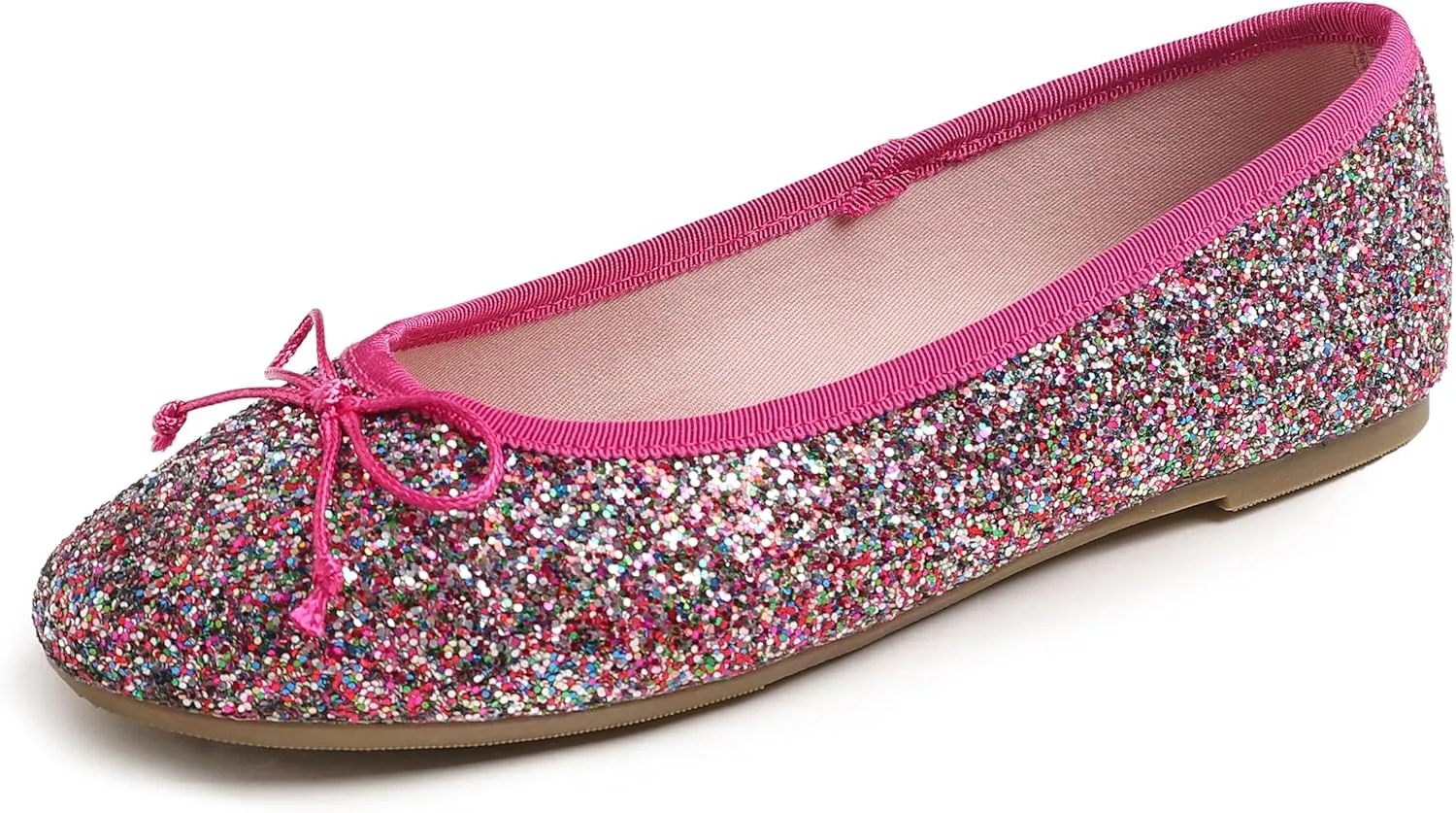 FEVERSOLE Women's Bling Soft Cushioned Comfort Flats Sparkle Party Ballets