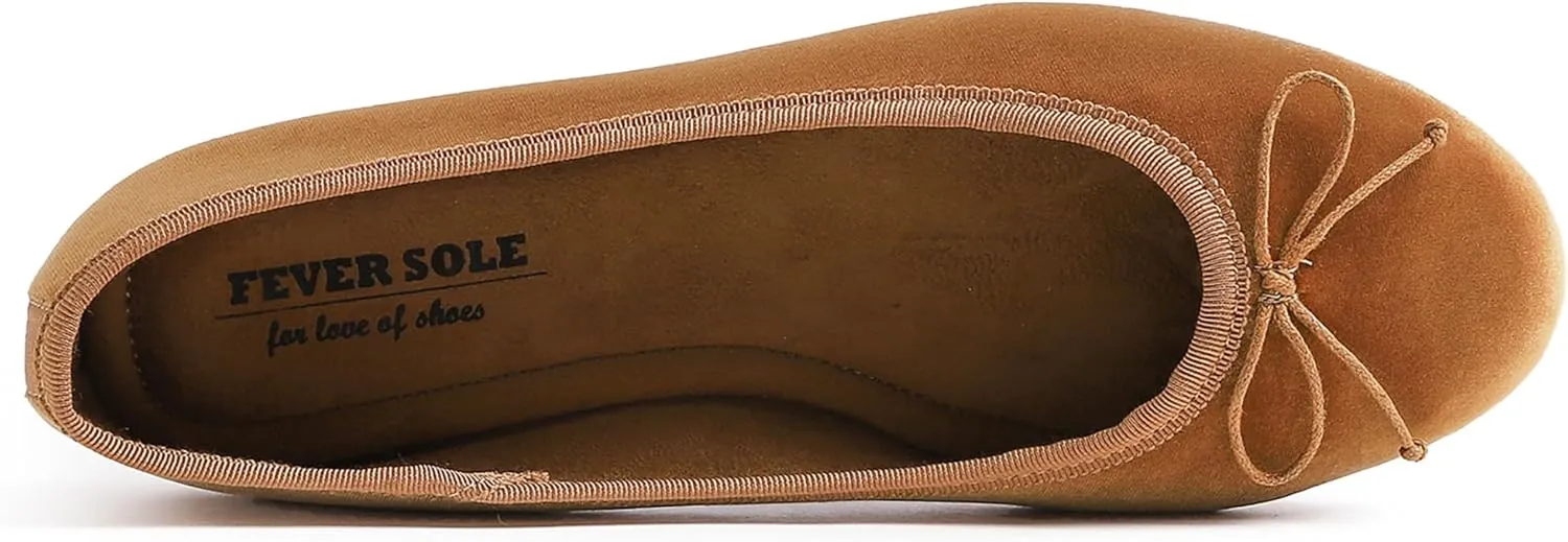 FEVERSOLE Women's Ultra Soft Colorful Memory Foam Cushioned Faux Suede Home Ballet Flats