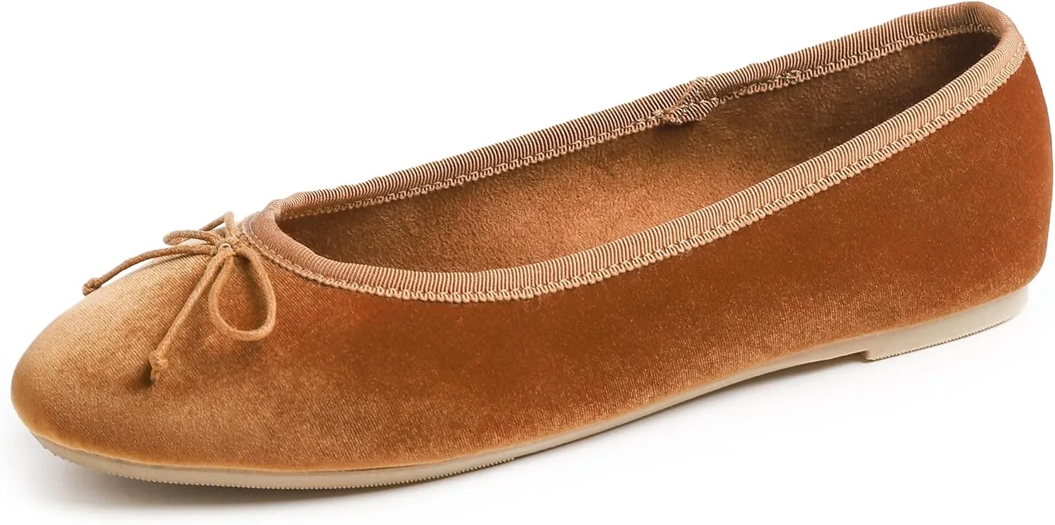 FEVERSOLE Women's Ultra Soft Colorful Memory Foam Cushioned Faux Suede Home Ballet Flats