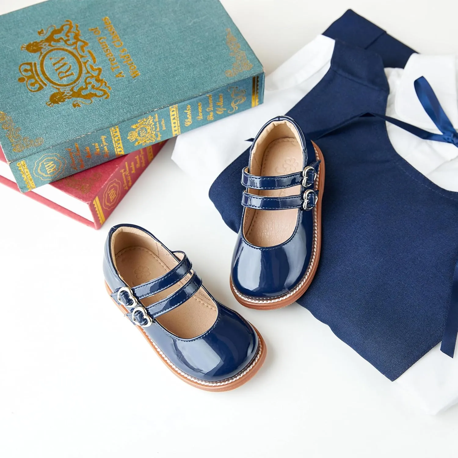 Flaryzone Toddler Little Girl Mary Jane School Uniform Oxfords Flat Dress Shoes