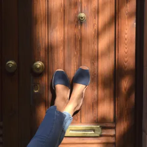 Flat Avarcas | Navy Rose Gold (Padded)