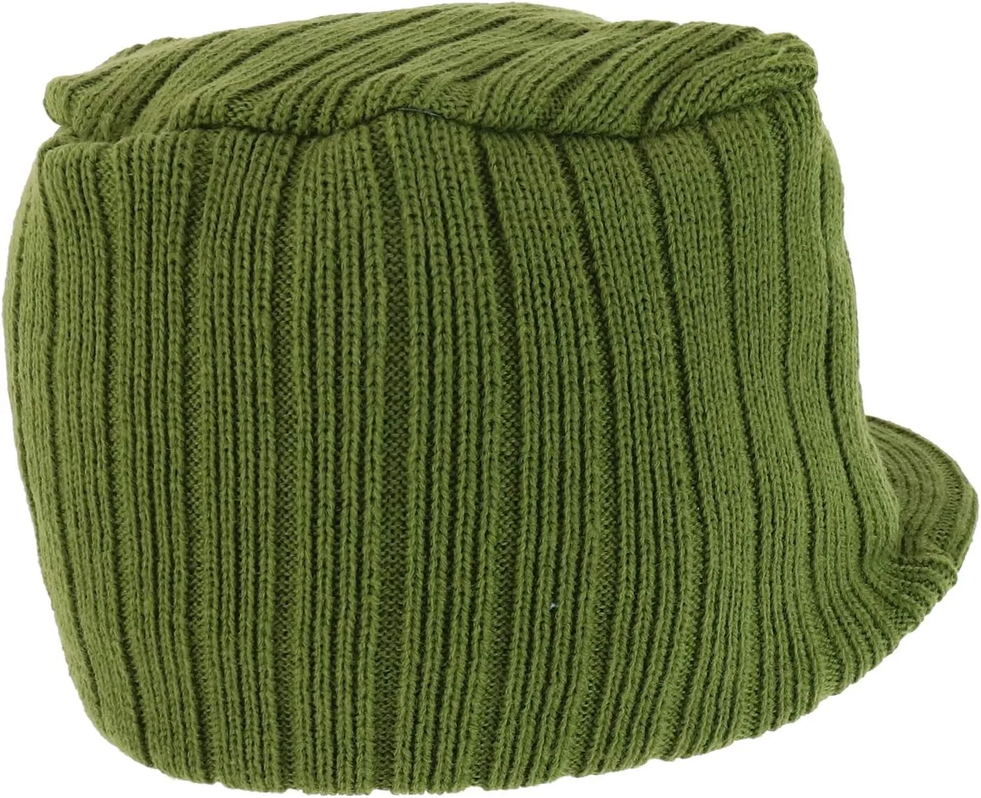 Flat Top Army Style Knitted Visored Beanie Cap