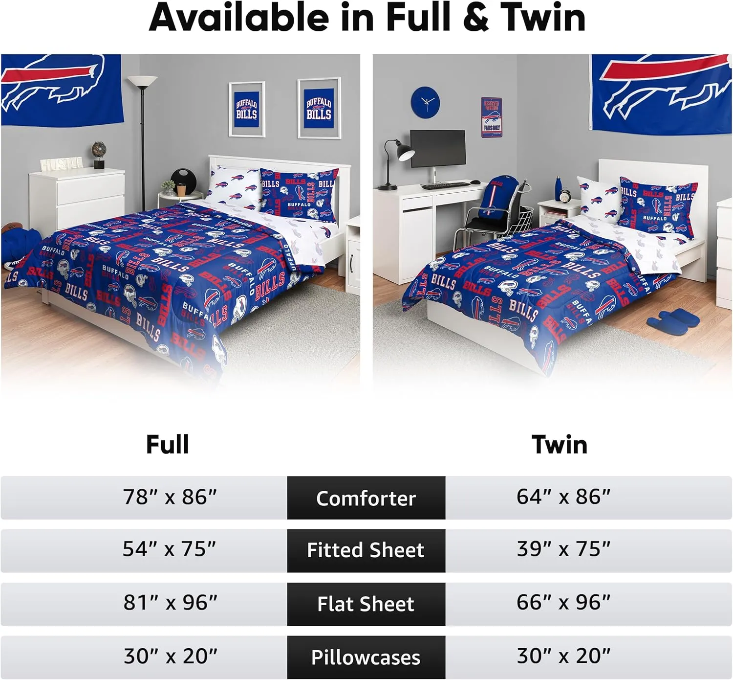 FOCO NFL Team Logo Bed in a Bag Comforter Sheets Pillow Cases Bedding 5-Piece Set