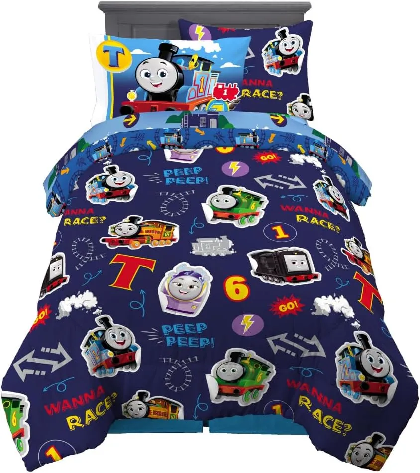 Franco Thomas & Friends Kids Bedding Super Soft Comforter and Sheet Set with Sham, 5 Piece Twin Size, (Officially Licensed Product)