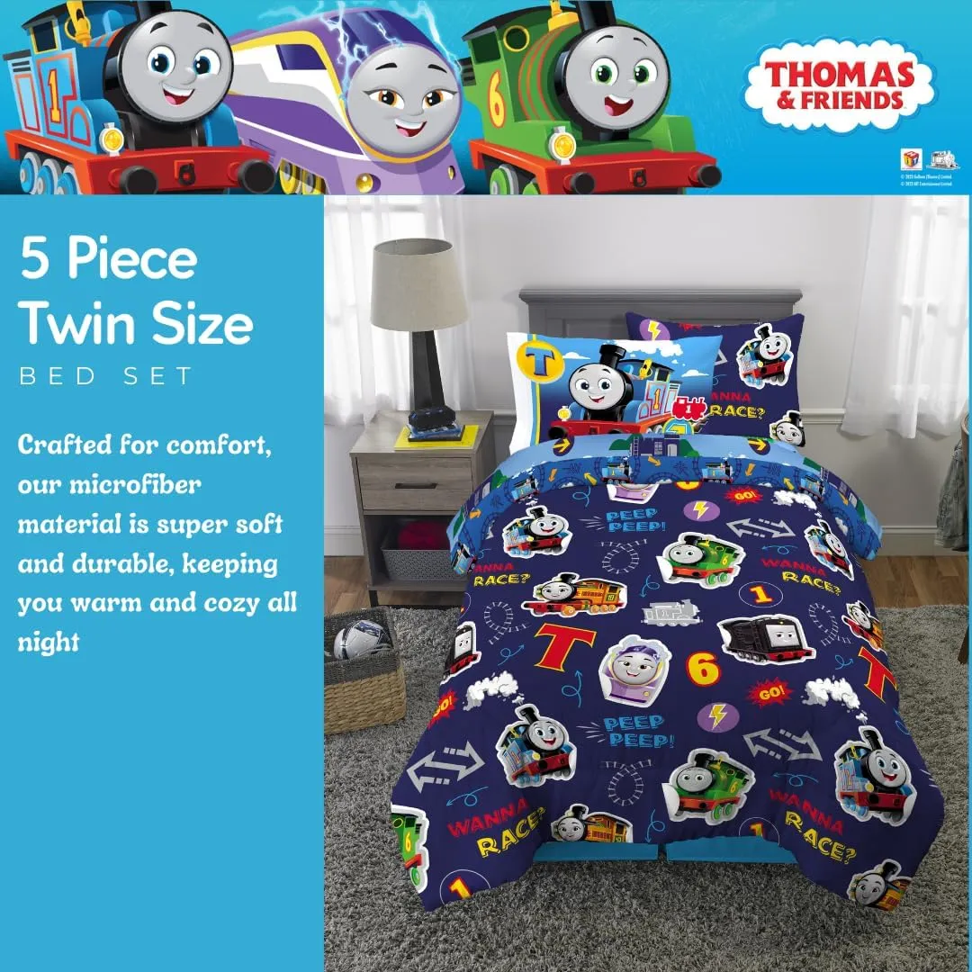 Franco Thomas & Friends Kids Bedding Super Soft Comforter and Sheet Set with Sham, 5 Piece Twin Size, (Officially Licensed Product)