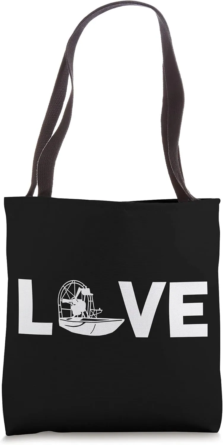 Funny Love Boat Airboat Gift For Men Cool Airboating Lover Tote Bag