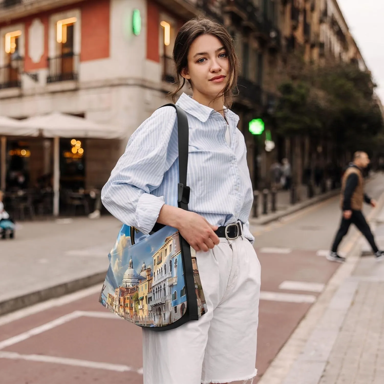 GAIGEO Lighthouse and a Sailing Boat Womens Crossbody Bag Leather, Leather Crossbody Bag, Faux Leather Shoulder Bag