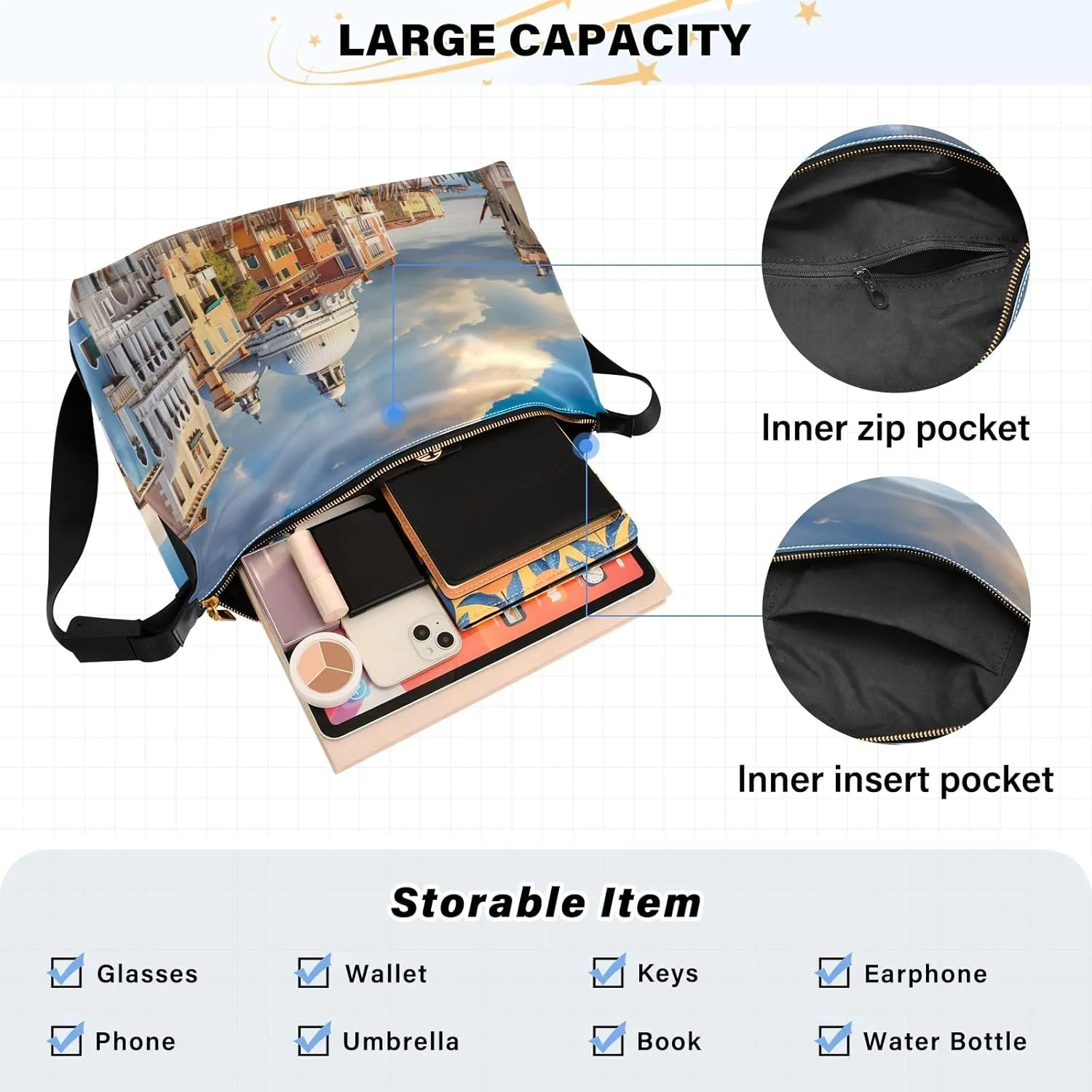 GAIGEO Lighthouse and a Sailing Boat Womens Crossbody Bag Leather, Leather Crossbody Bag, Faux Leather Shoulder Bag